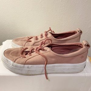 Sperry Crest Vibe Pink Leather Platform Sneakers